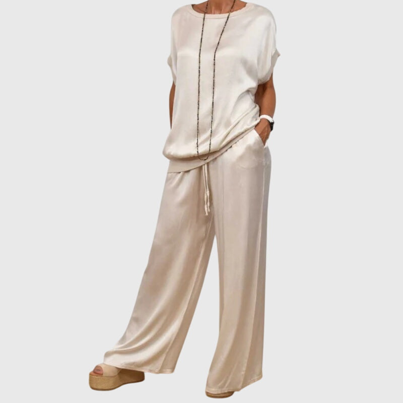 Maya – Satin Top and Palazzo Pants Set