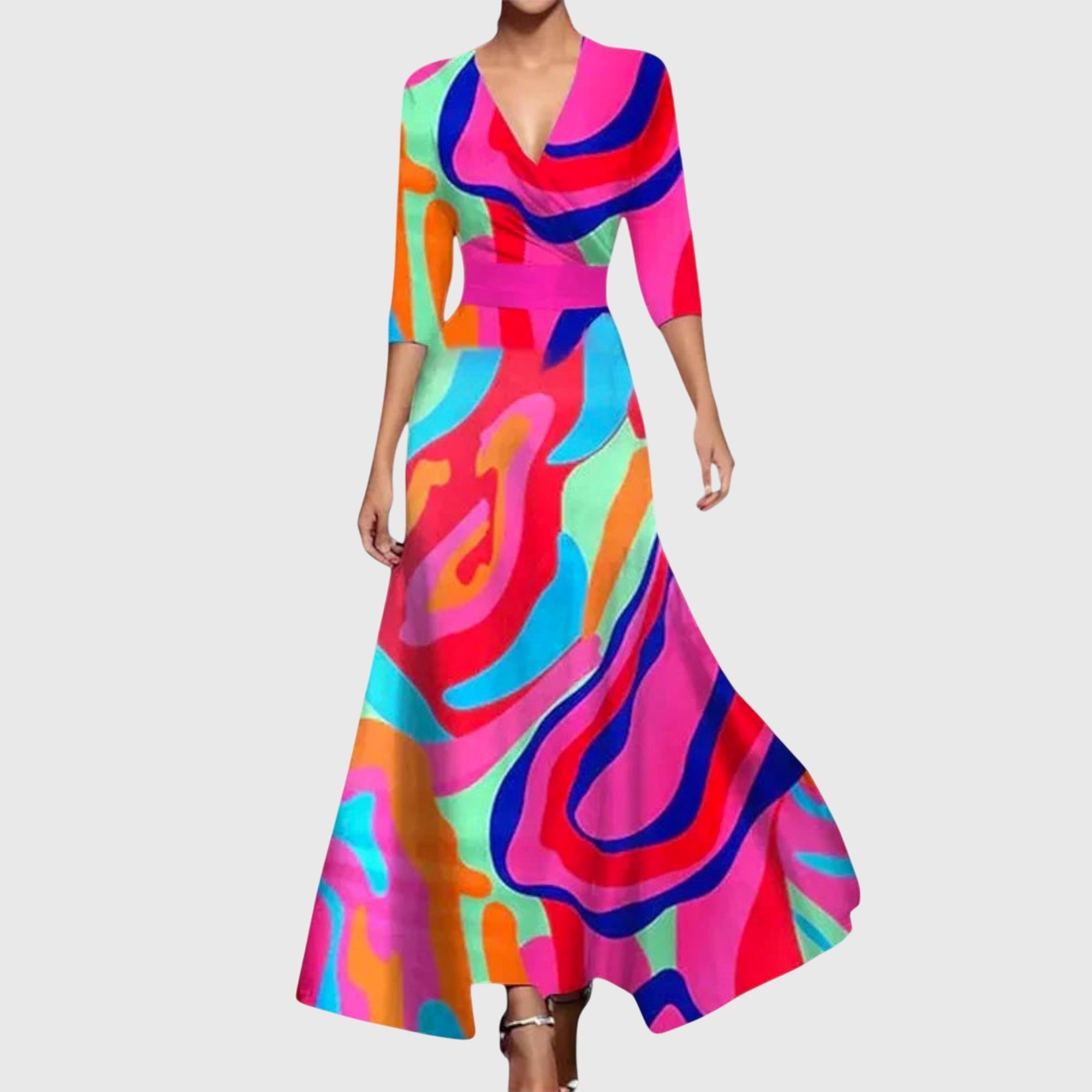Adelaide – Floral Print Wrap Long Sleeve Maxi Dress