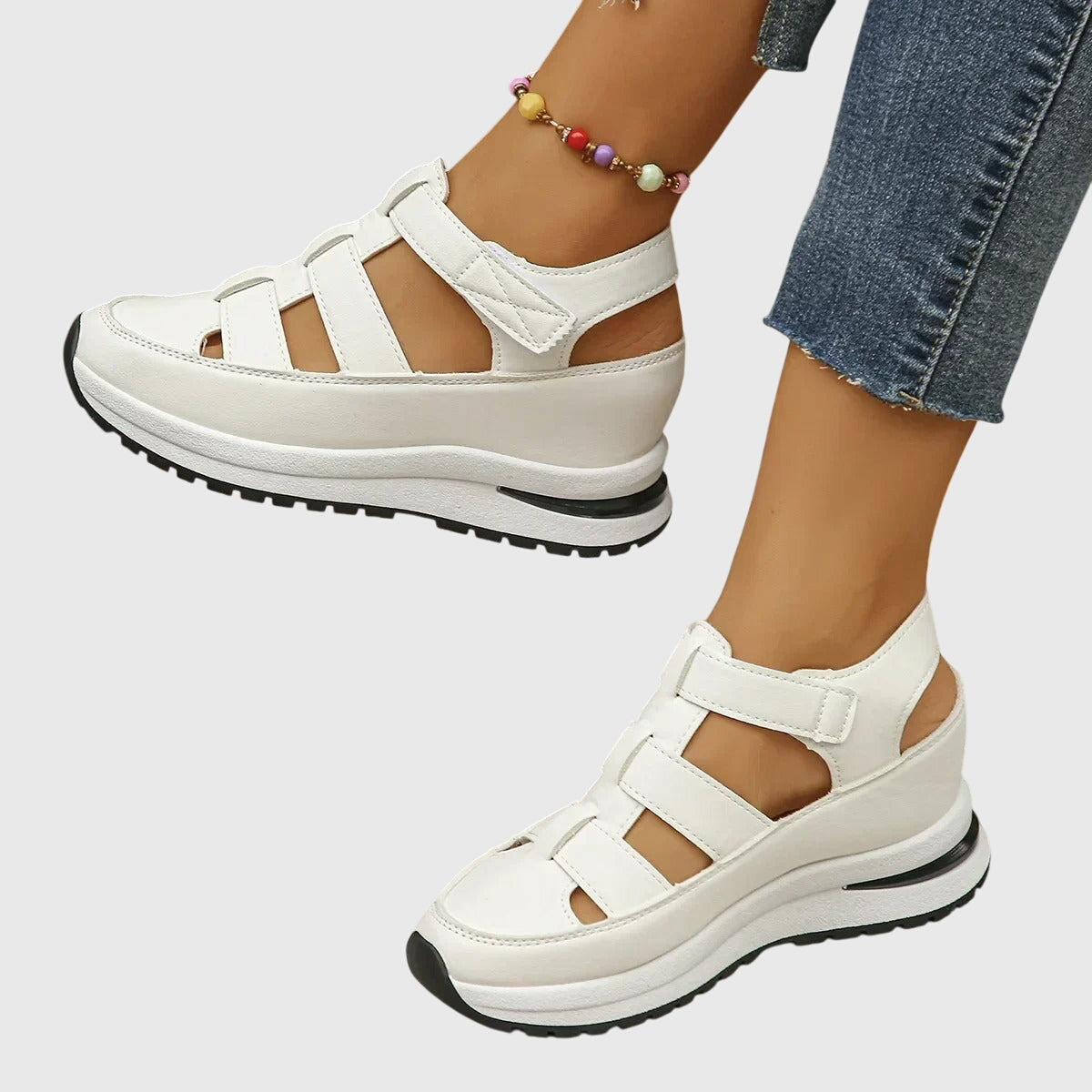 Sarah – Cutout Closed Toe Wedge Sandals