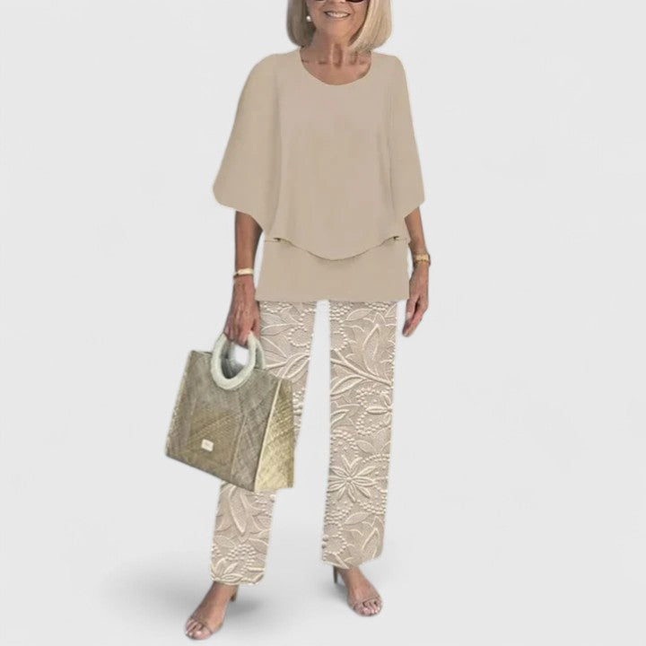Brooklyn – Short Sleeve Top and Floral Print Wide Leg Pants Set
