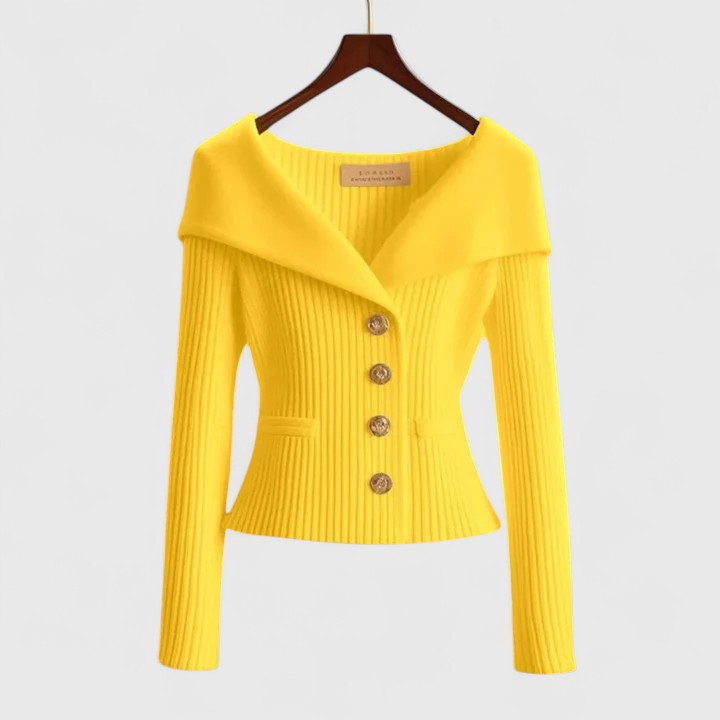 Freya – Lapel Collar Button Up Knit Cardigan