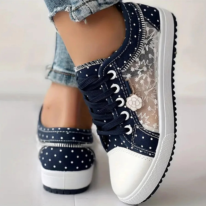Juliette – Rhinestone Denim Lace Up Sneakers