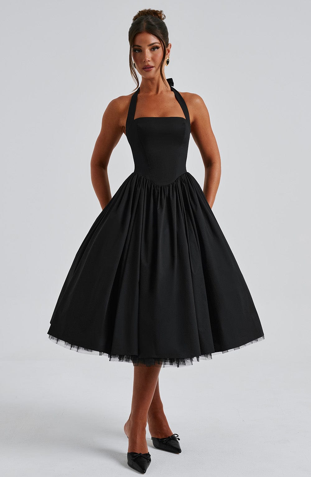 Edith – Square Neck A Line Summer Midi Dress