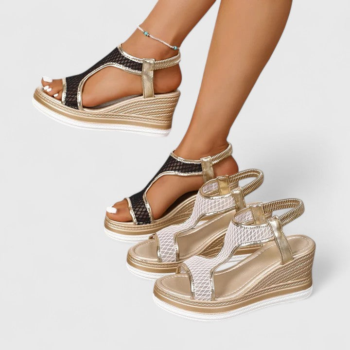 Genesis – Woven Ankle Strap Platform Wedge Sandals