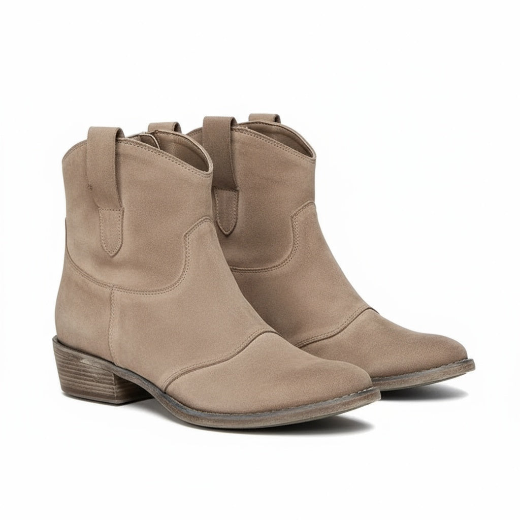 Daniela – Suede Pointed Toe Western Ankle Boots
