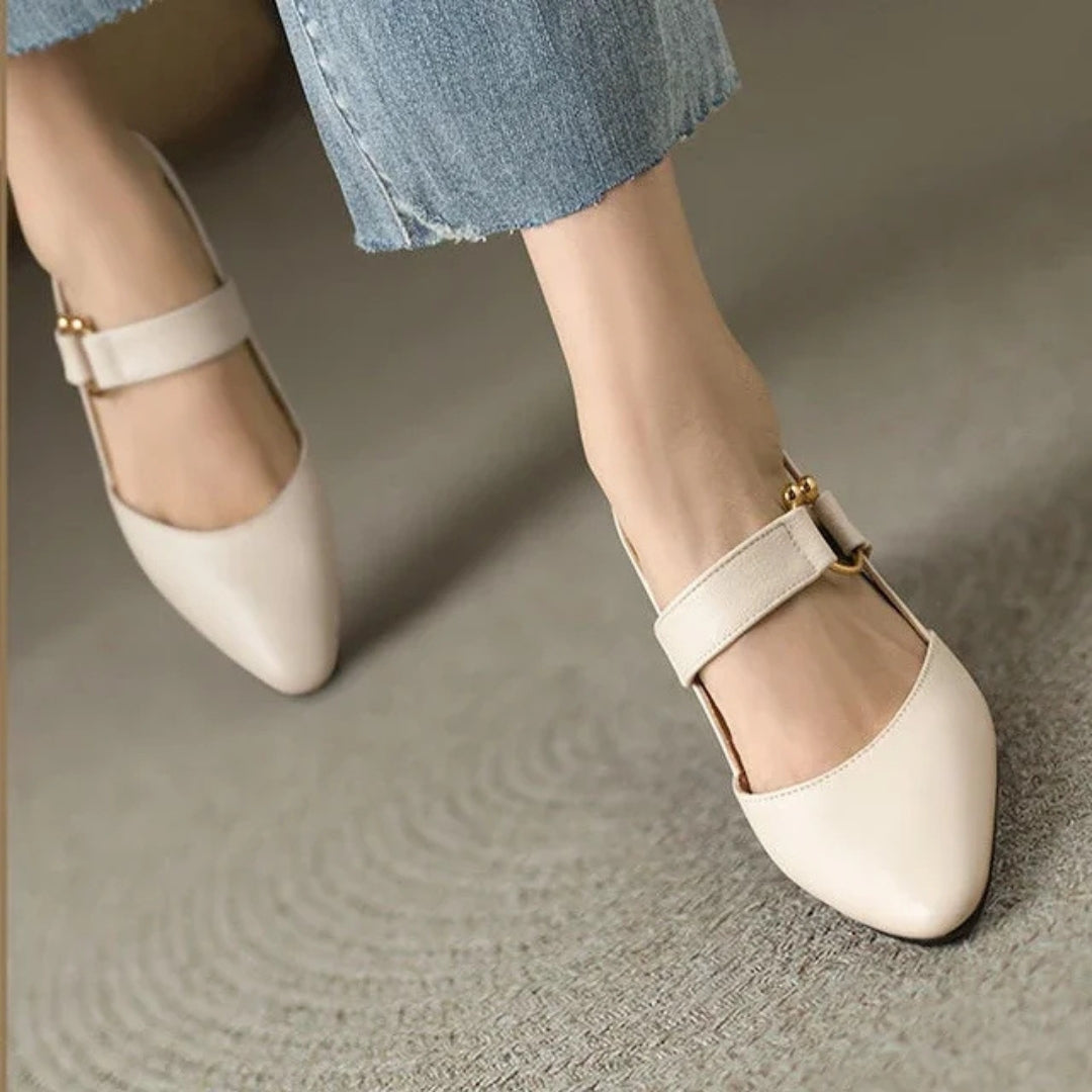 Lola – Pointed Toe Slingback Block Heel Pumps