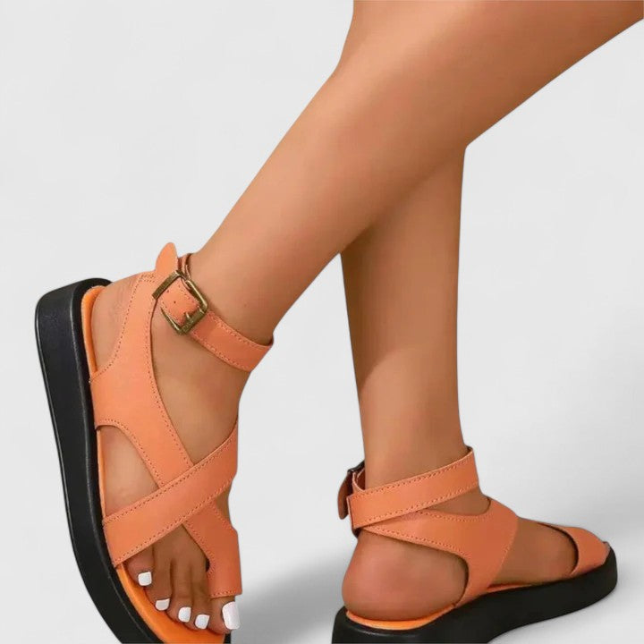 Josie – Toe Loop Ankle Strap Flat Sandals