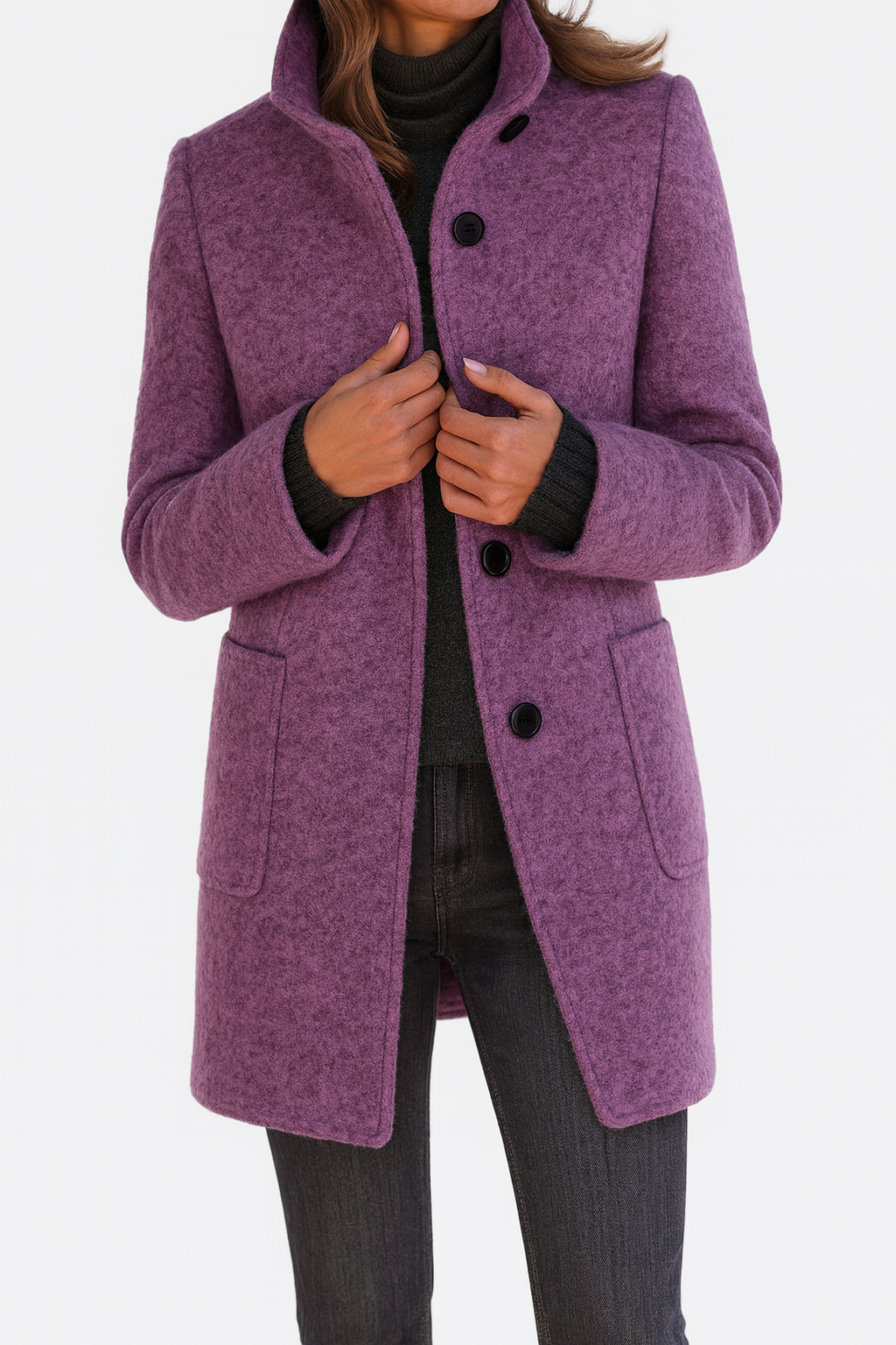 Claire – Single Breasted Mid Length Coat