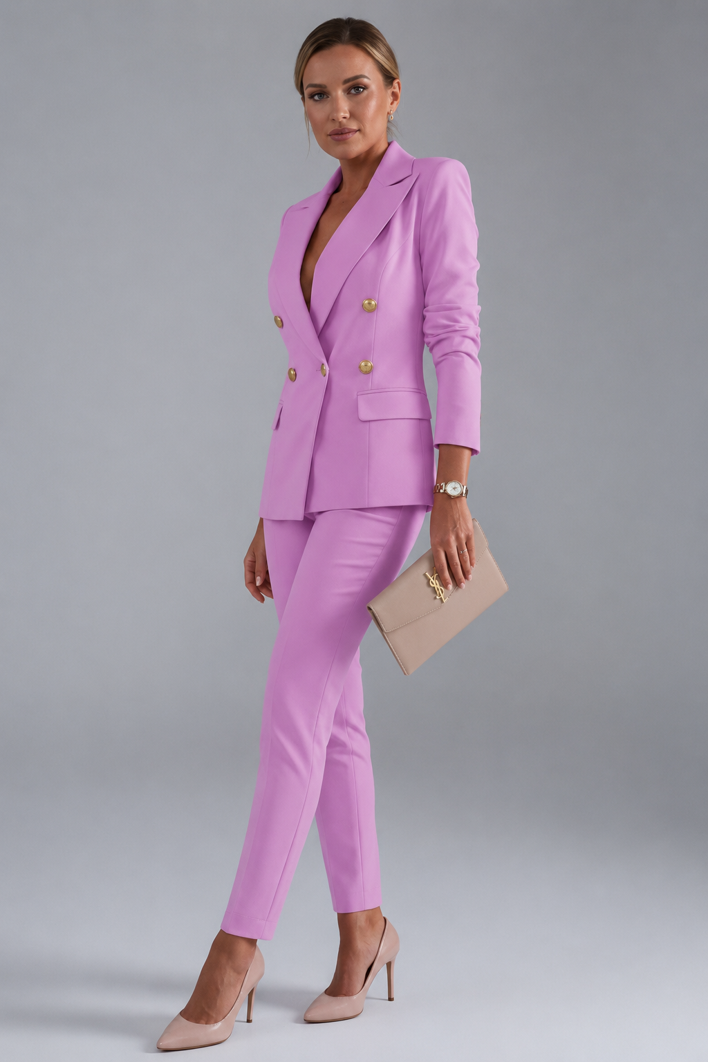 Rose – Tailored Double Breasted Blazer And Slim Pants Set