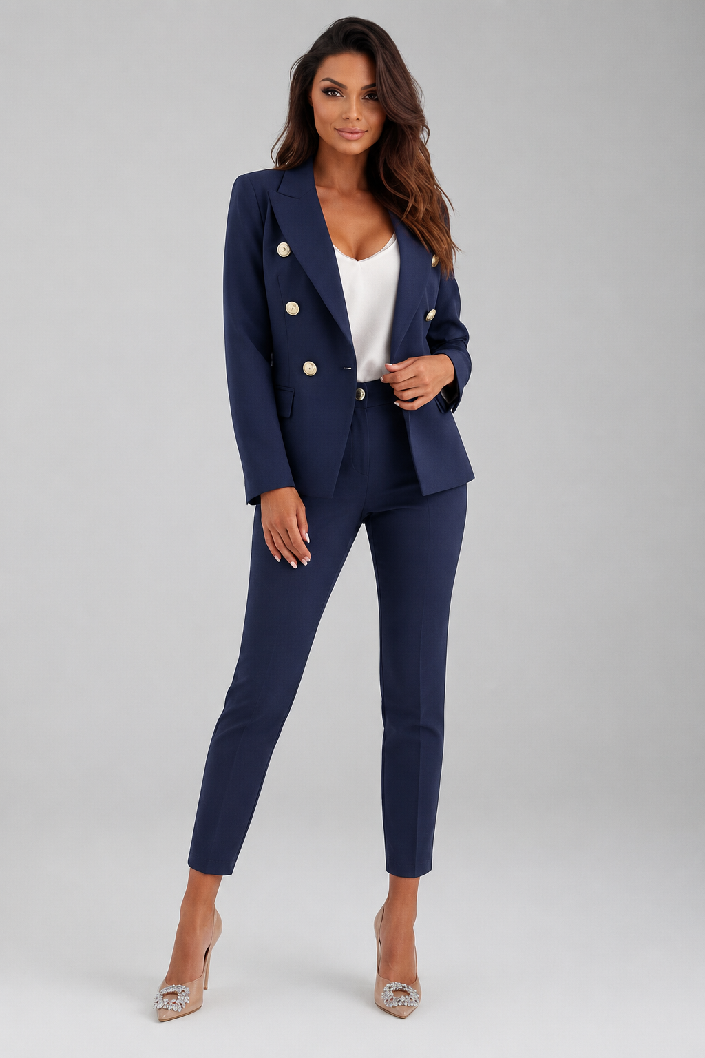 Rose – Tailored Double Breasted Blazer And Slim Pants Set