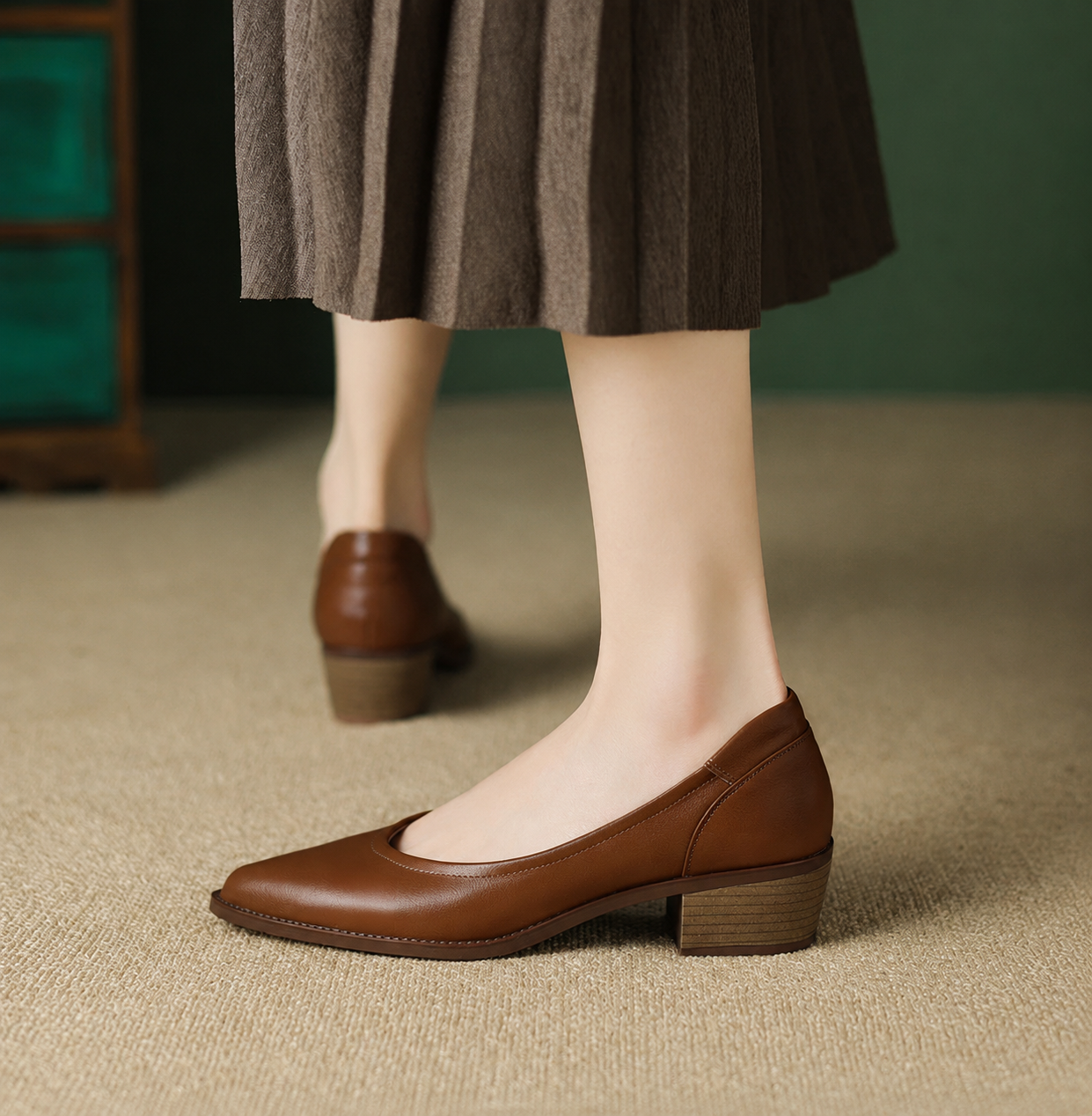 Natalie – Pointed Toe Slingback Low Heel Pumps
