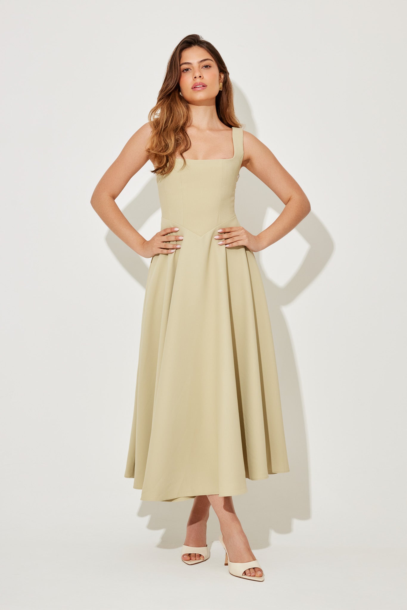 Stella – Square Neck A Line Formal Maxi Dress