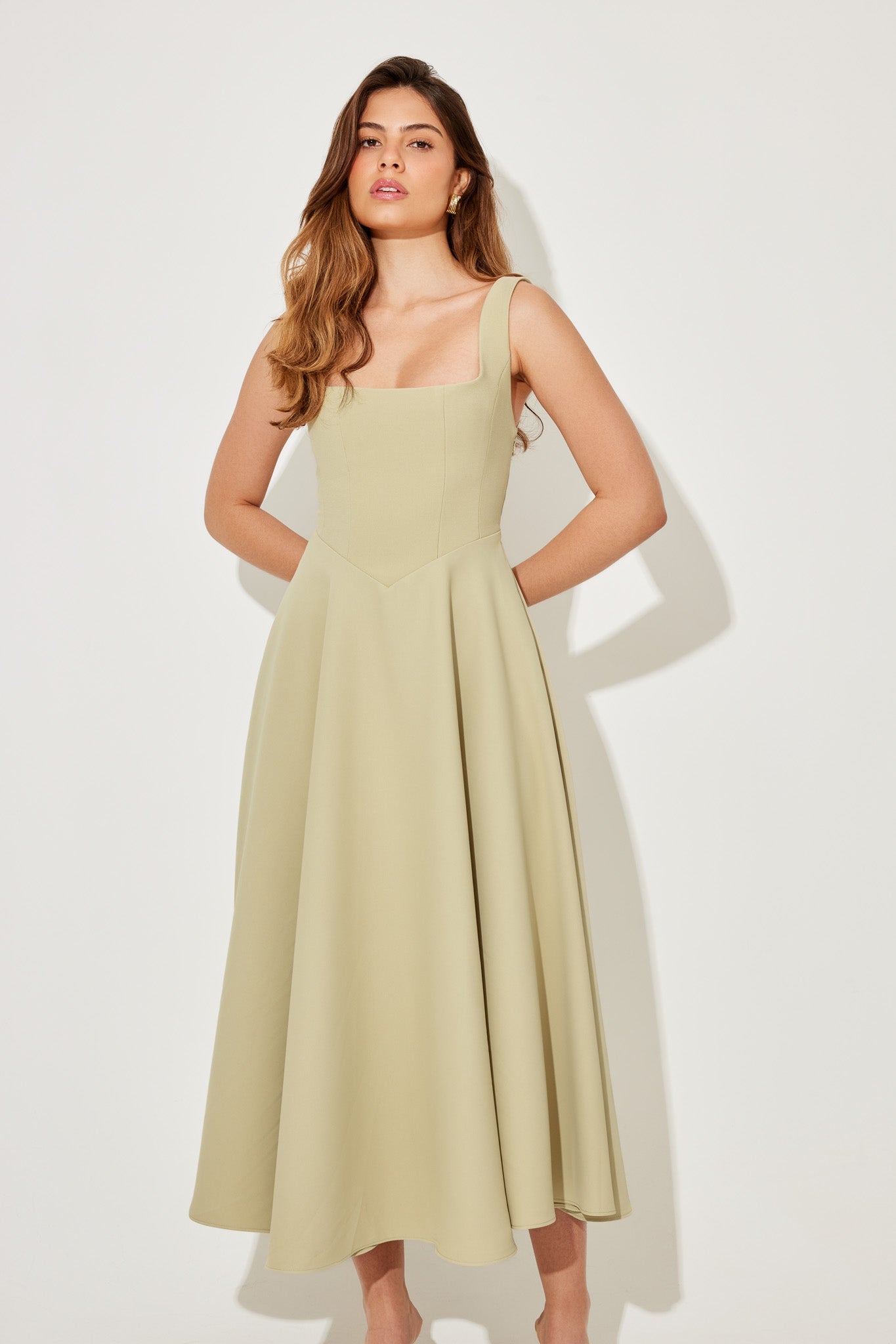 Stella – Square Neck A Line Formal Maxi Dress