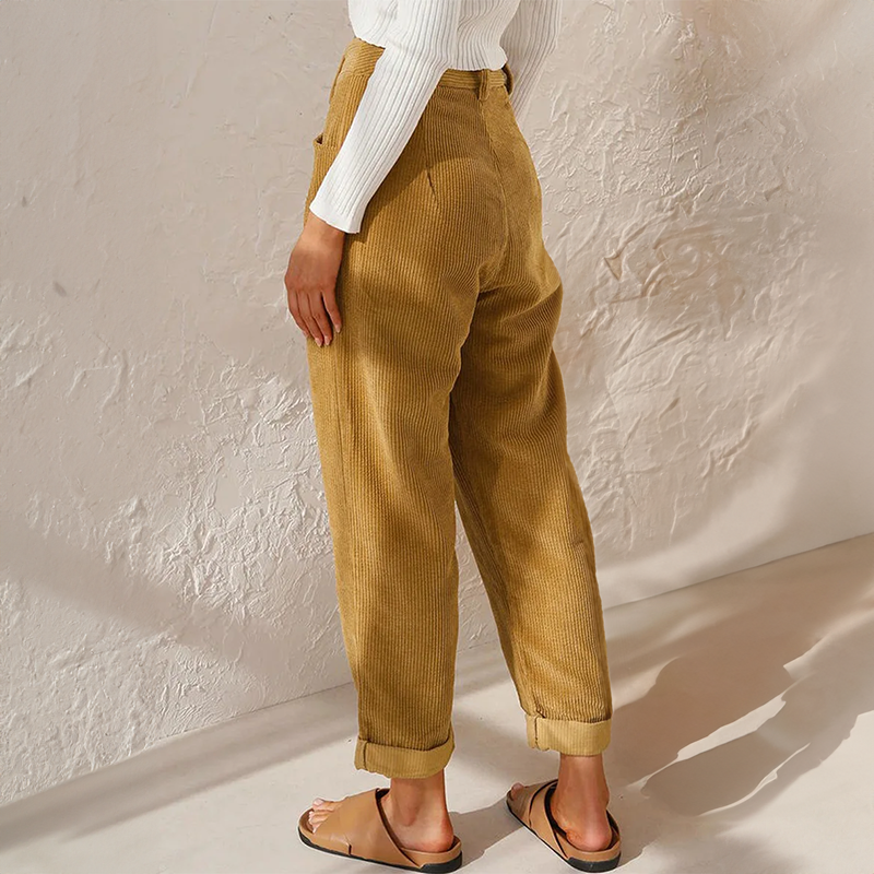 Andrea – Corduroy Pleated Tapered Pants