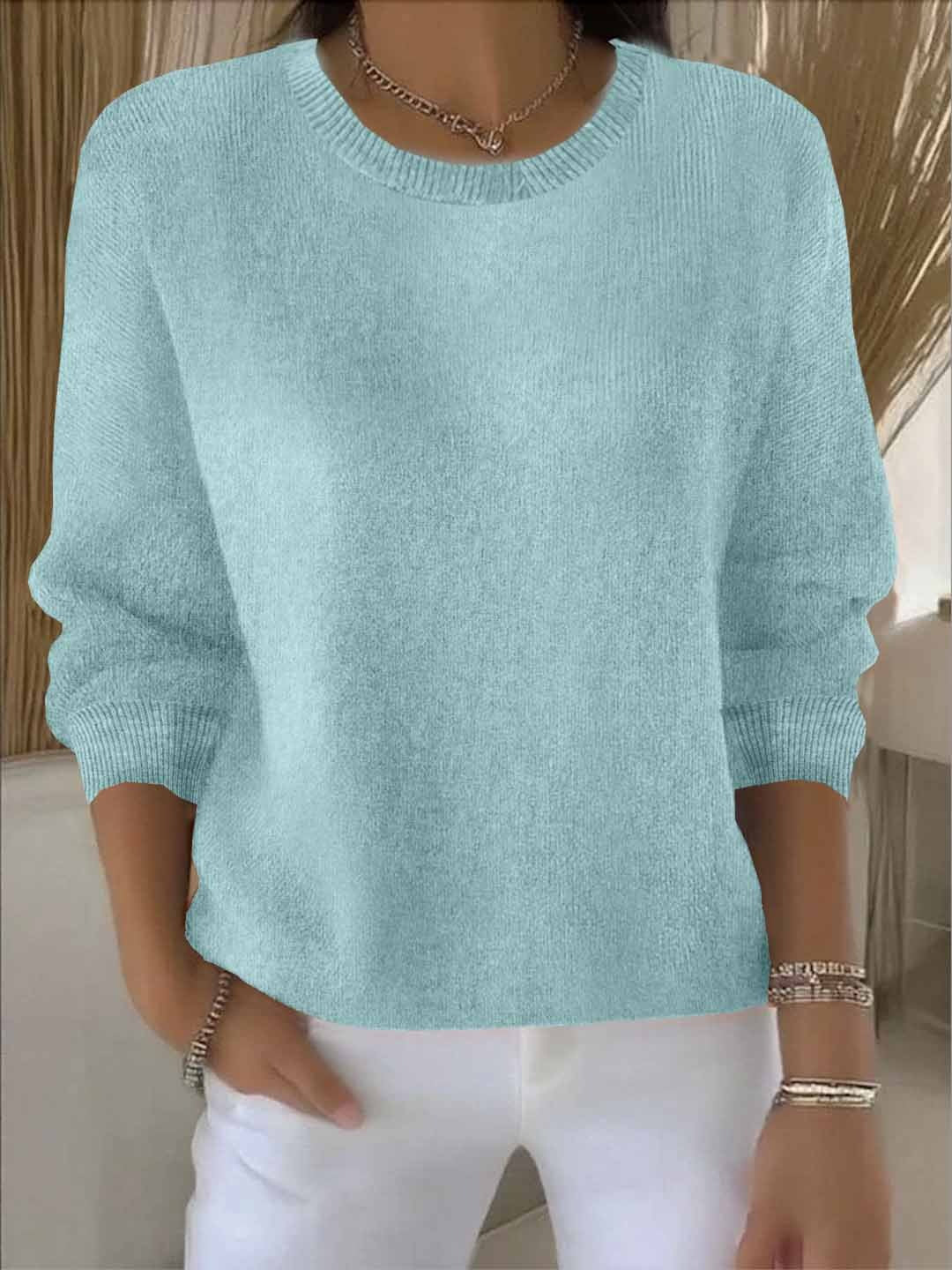 Renata – Crew Neck Drop Shoulder Knit Sweater