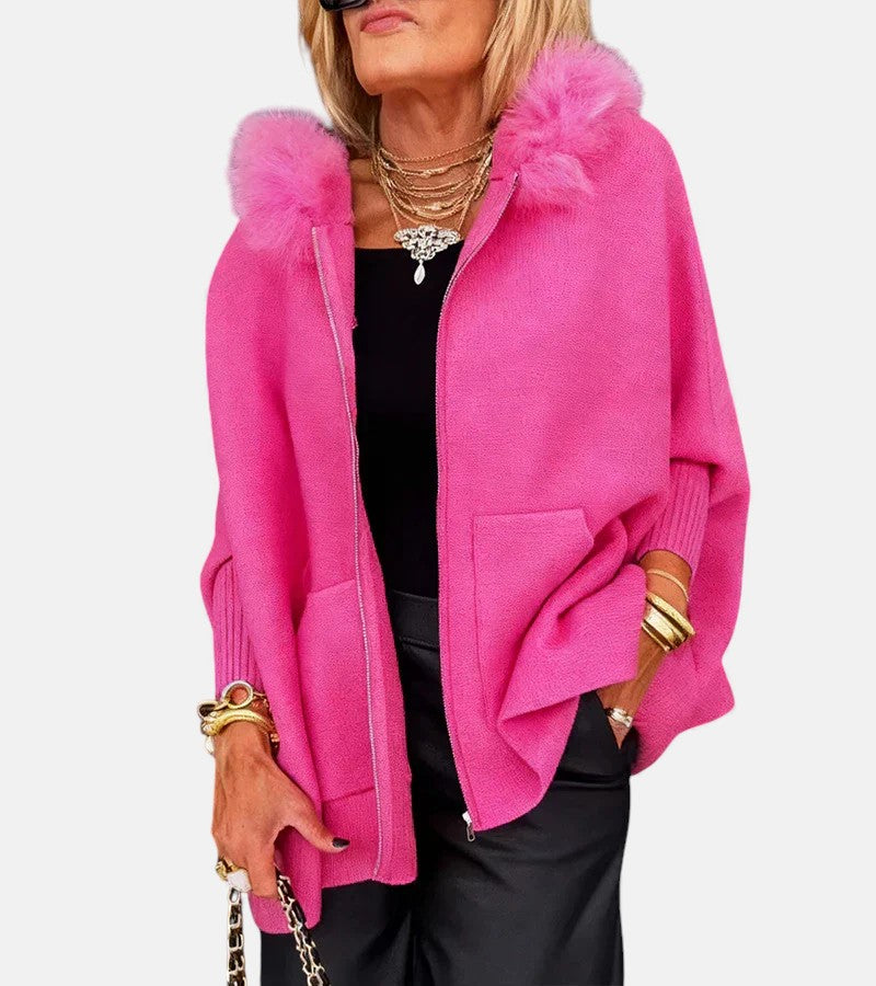 Mariana – Faux Fur Collar Cape Coat