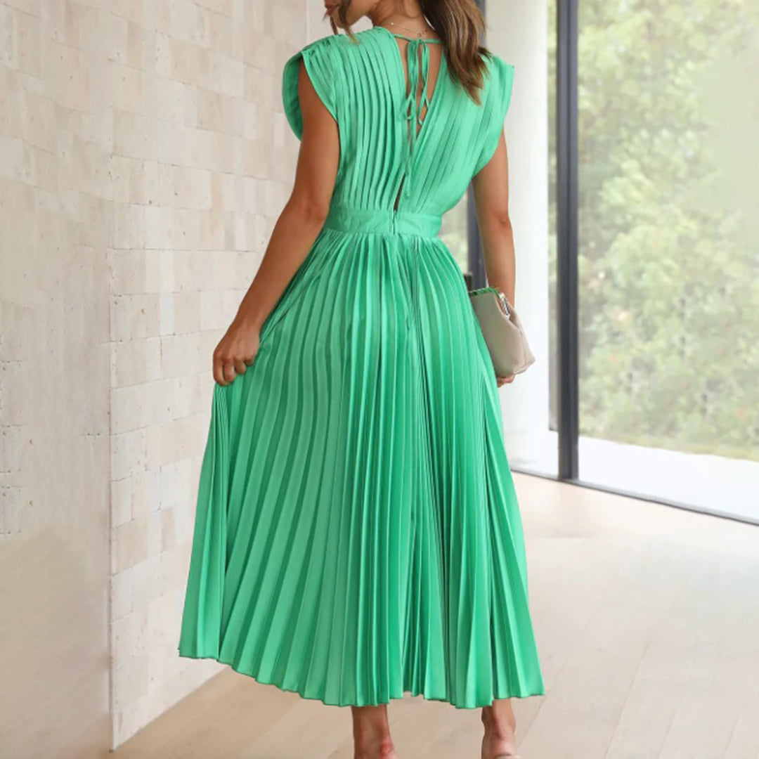 Beatrice – Pleated V Neck Wedding Guest Maxi Dress
