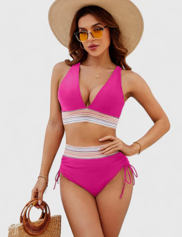 Savannah – Mesh V Neck High Waist Bikini Set