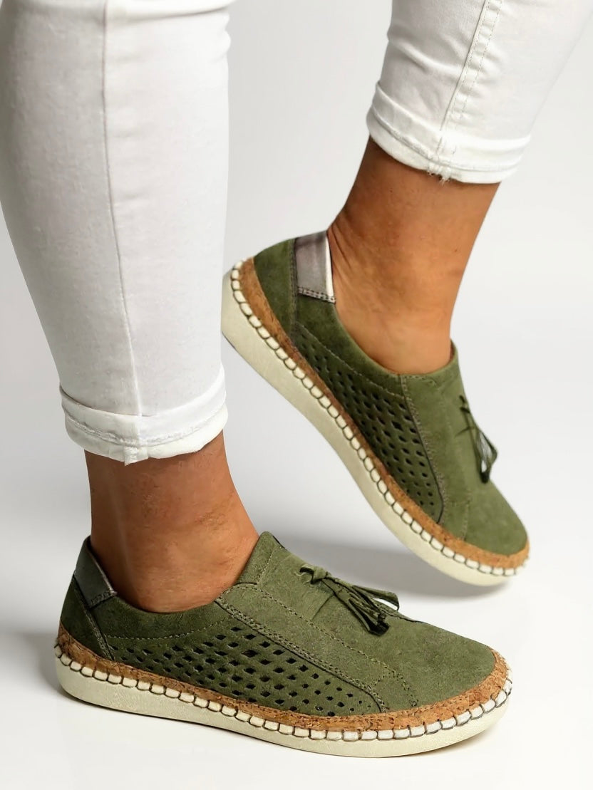 Imogen – Perforated Suede Slip On Sneakers