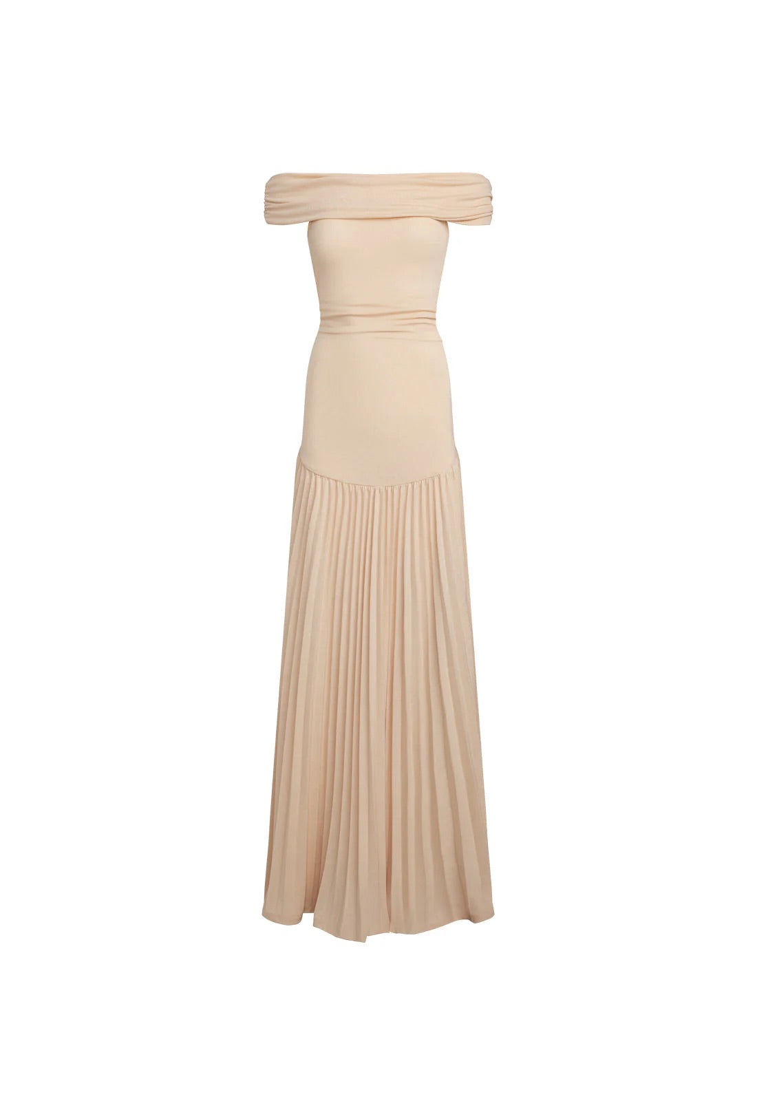 Saskia – Off Shoulder Pleated Evening Maxi Dress