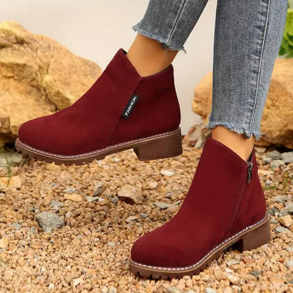 Athena – Suede Side Zip Ankle Boots