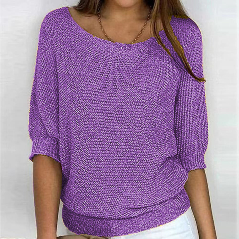 Nova – Batwing Sleeve V Neck Knit Sweater