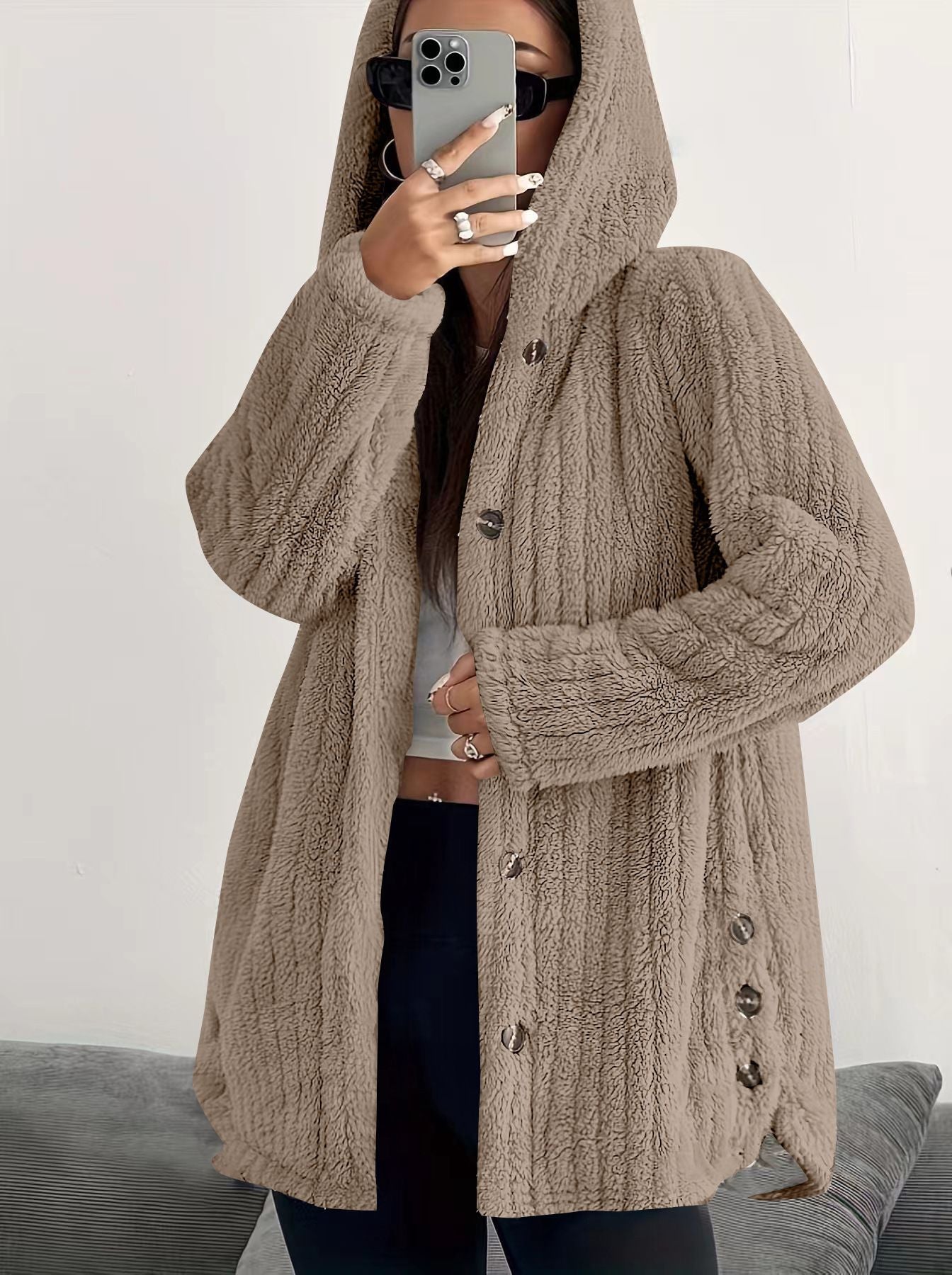Delilah – Chunky Cable Knit Button Up Cardigan