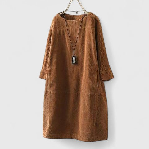 Octavia – Corduroy Long Sleeve Shift Dress