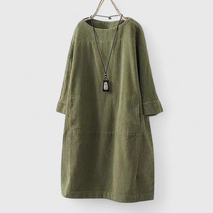 Octavia – Corduroy Long Sleeve Shift Dress