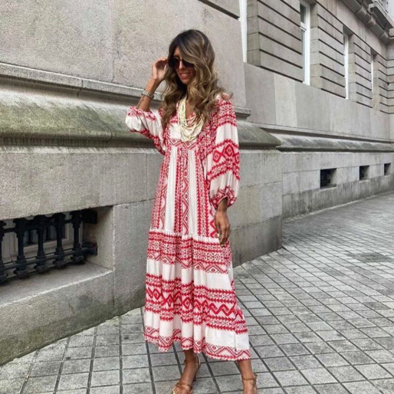 Cara – Ditsy Floral Puff Sleeve Boho Midi Dress