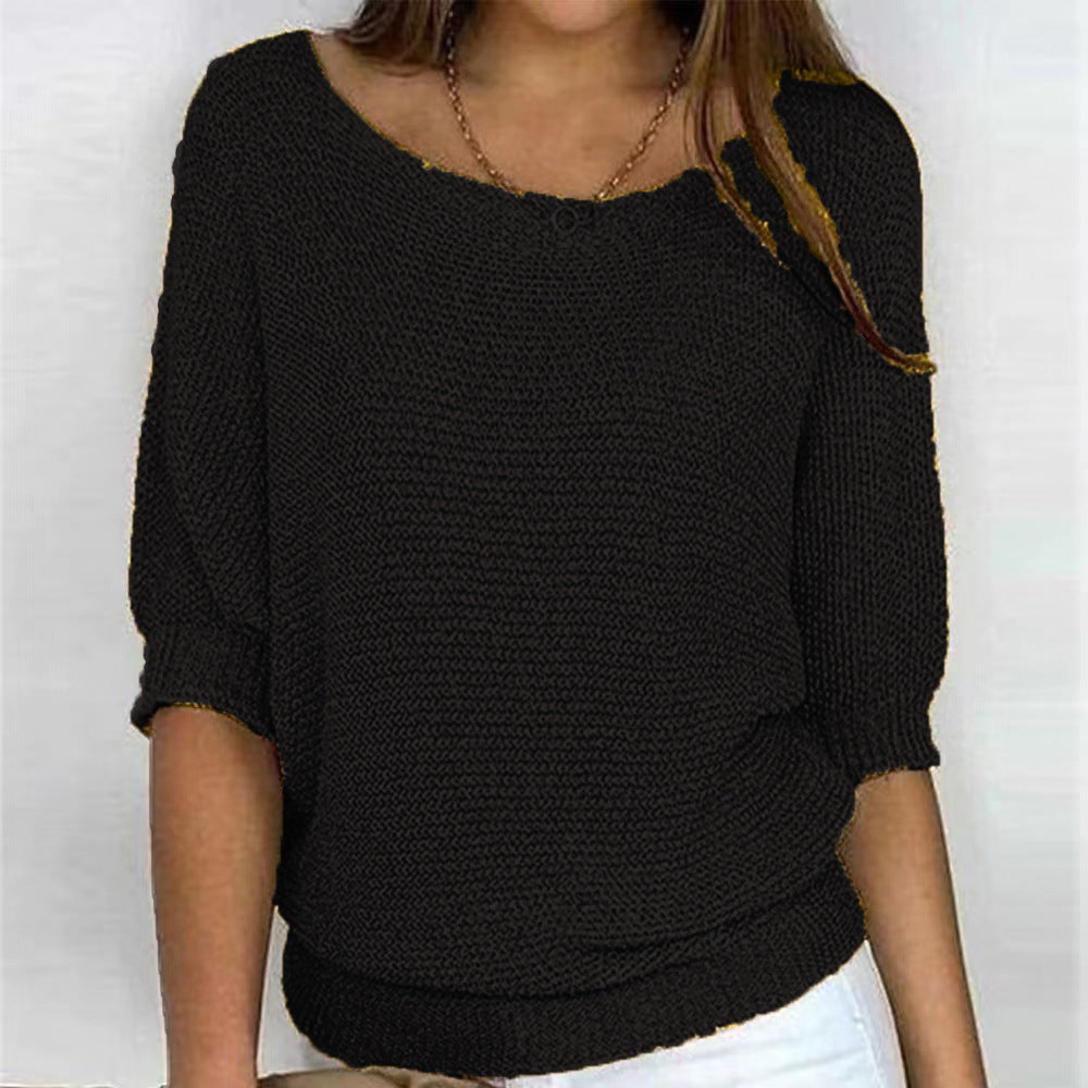 Nova – Batwing Sleeve V Neck Knit Sweater