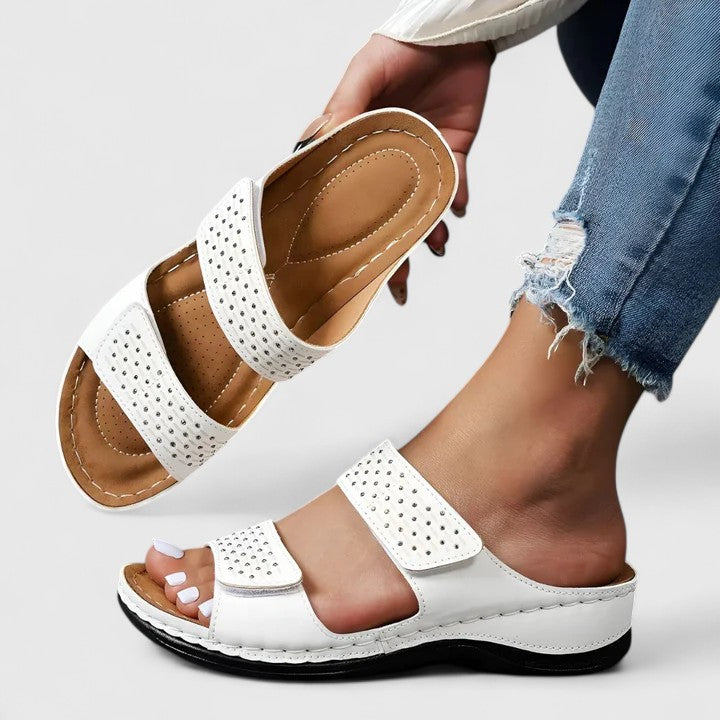Valentina – Double Strap Footbed Slide Sandals