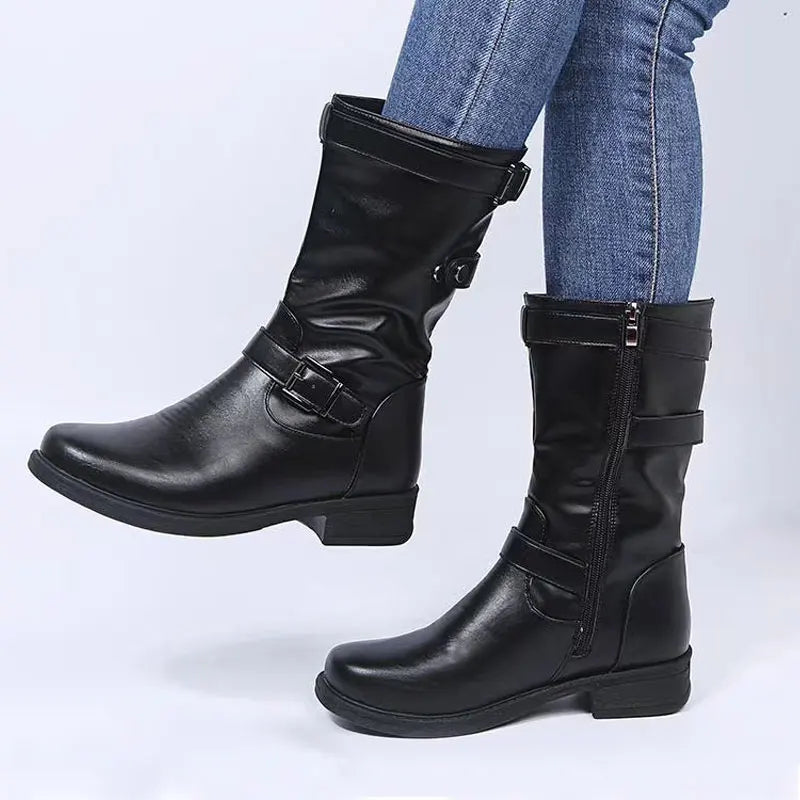 Victoria – Leather Slouchy Mid Calf Boots