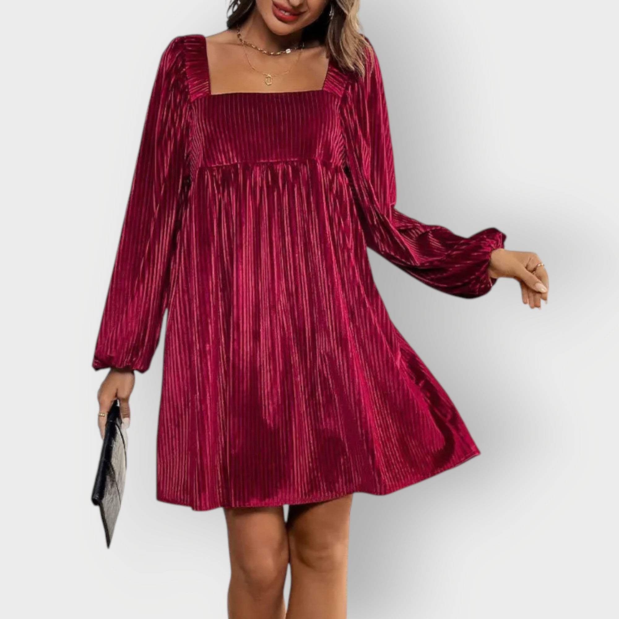 Florence – Velvet Puff Sleeve Babydoll Party Mini Dress