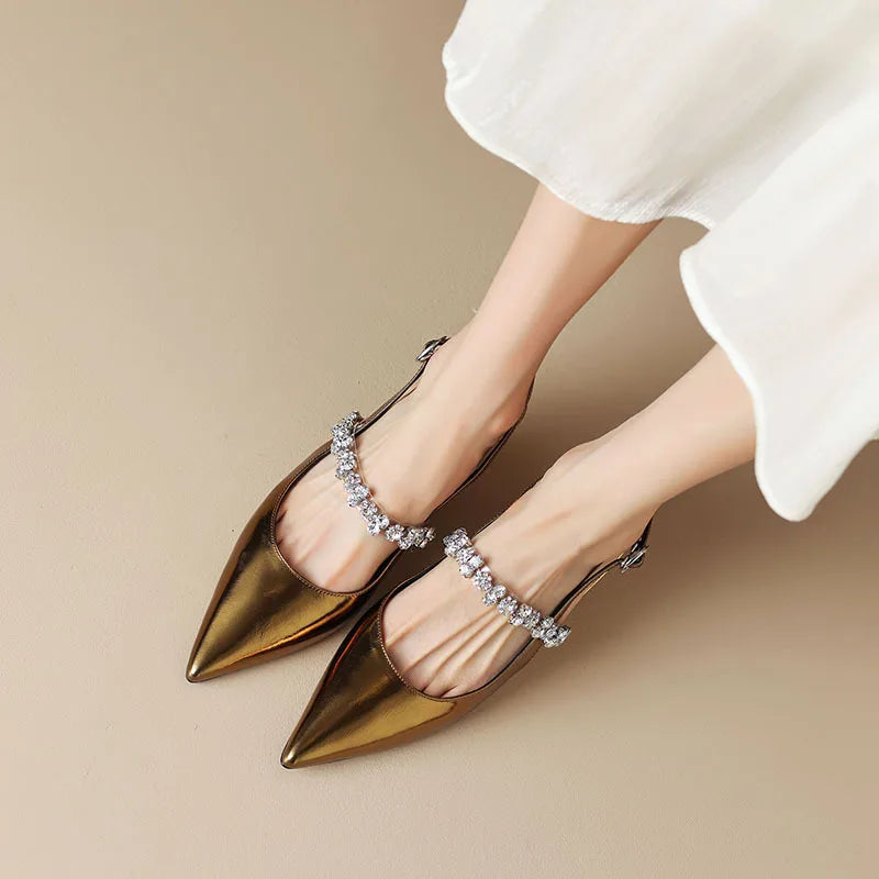 Genevieve – Crystal Slingback Pointed Toe Pumps