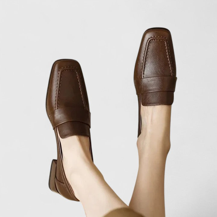 Daisy – Faux Leather Block Heel Loafers