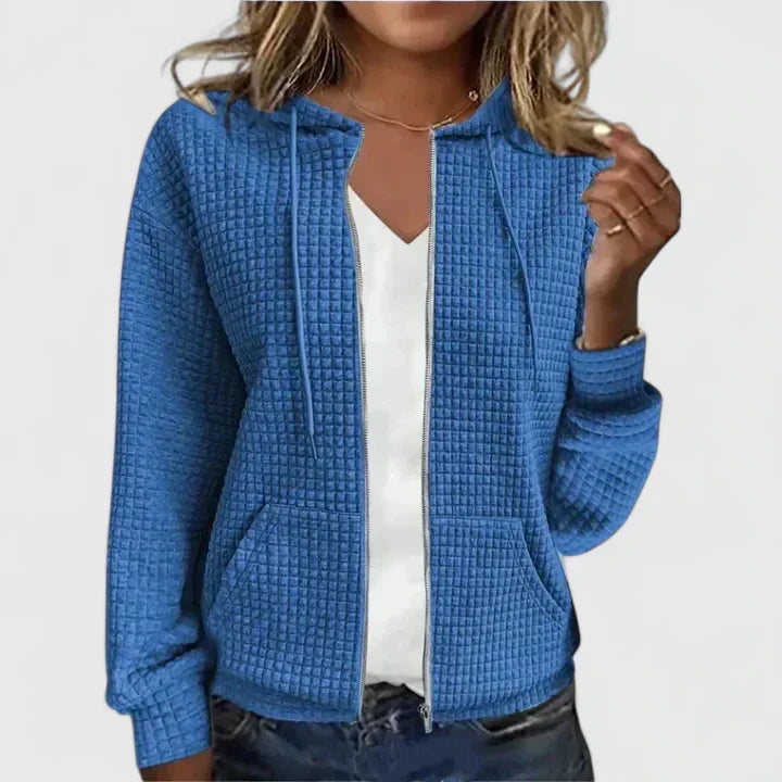 Madeline – Waffle Knit Zip Up Hoodie