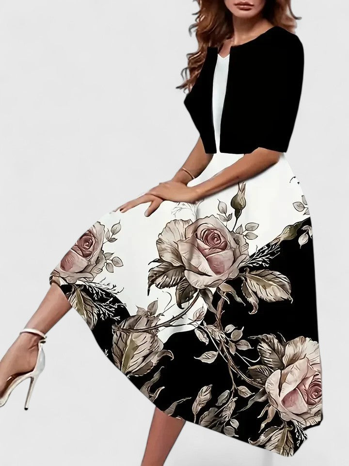 Esther – Floral Midi Dress And Jacket Set