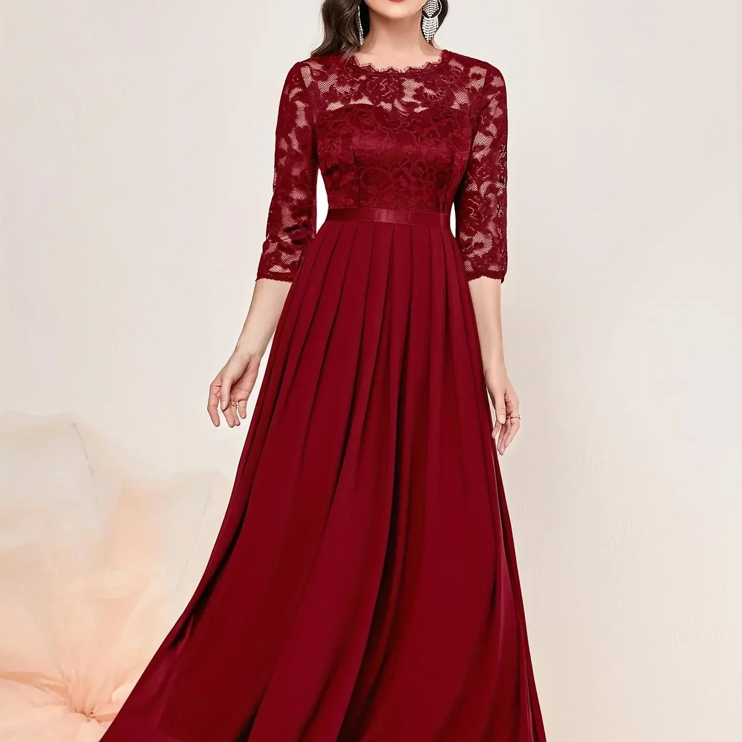 Harmony – Lace Chiffon Formal Maxi Dress