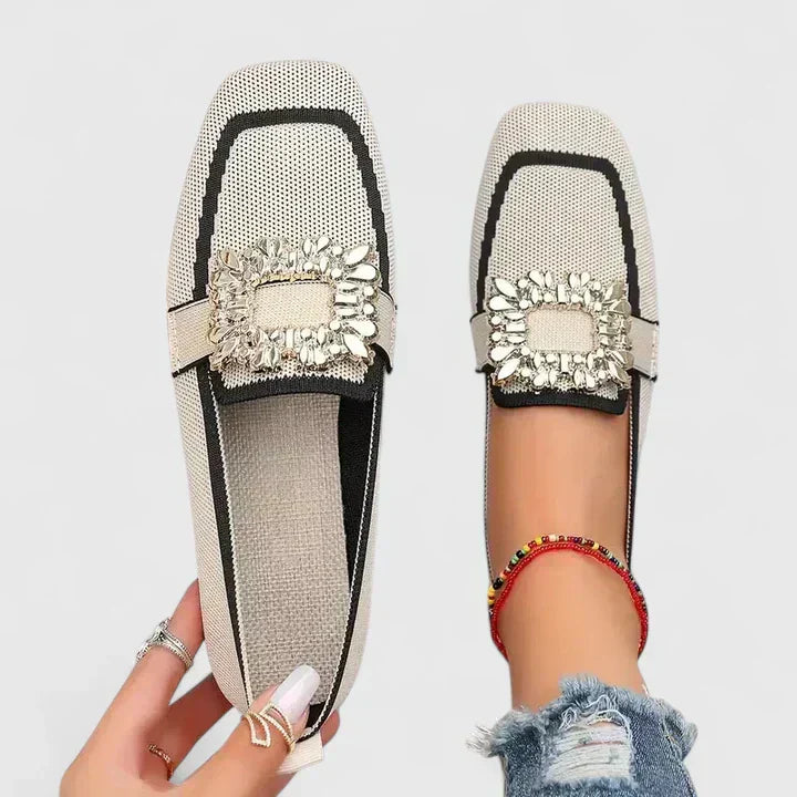 Camila – Crystal Embellished Square Toe Loafers