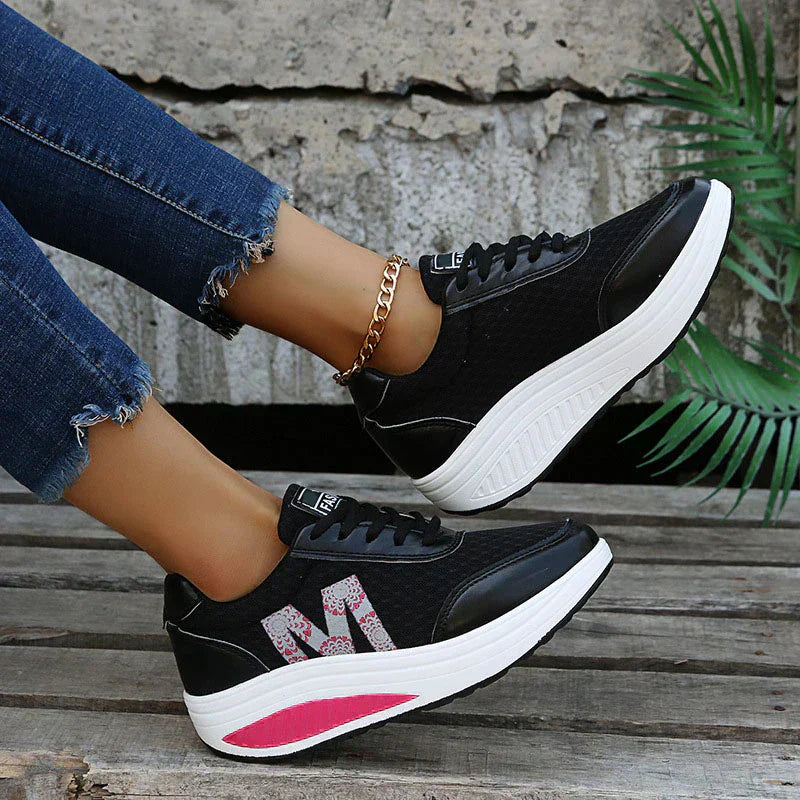 Sara – Platform Lace Up Walking Sneakers