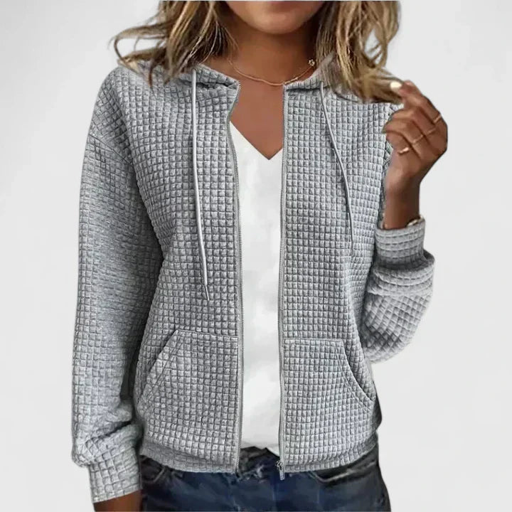 Madeline – Waffle Knit Zip Up Hoodie