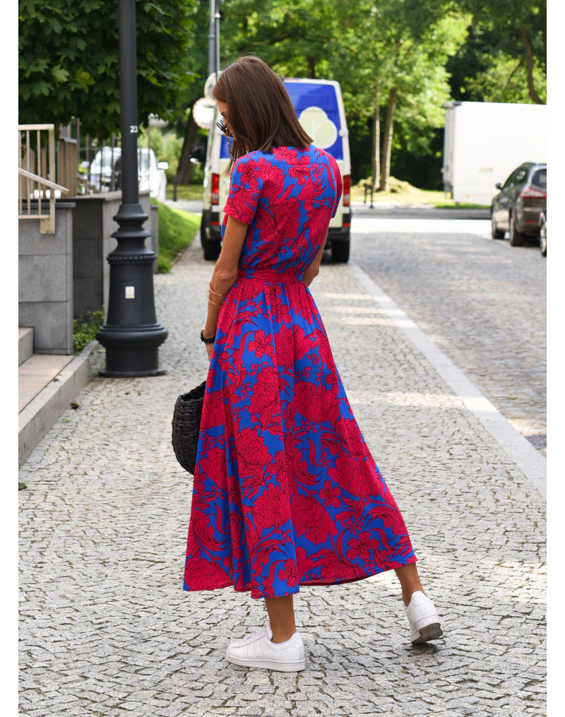 Rosalie – Floral Print Wrap Summer Midi Dress