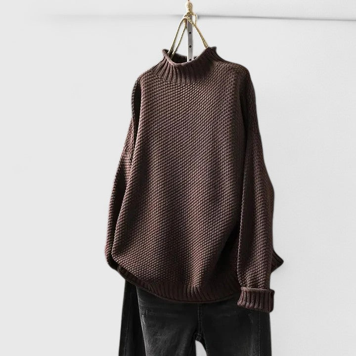 Natalie – Mock Neck Relaxed Knit Sweater