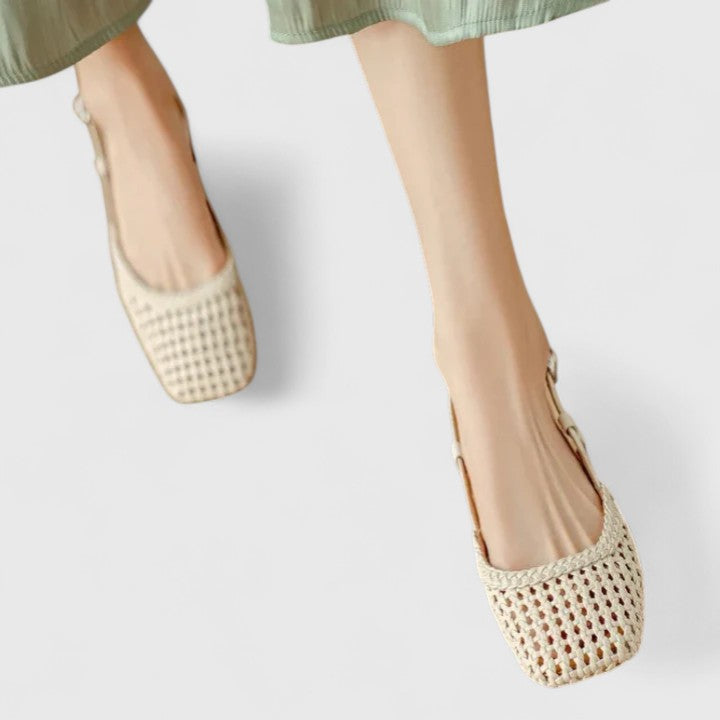 Lucy – Woven Square Toe Slingback Flats