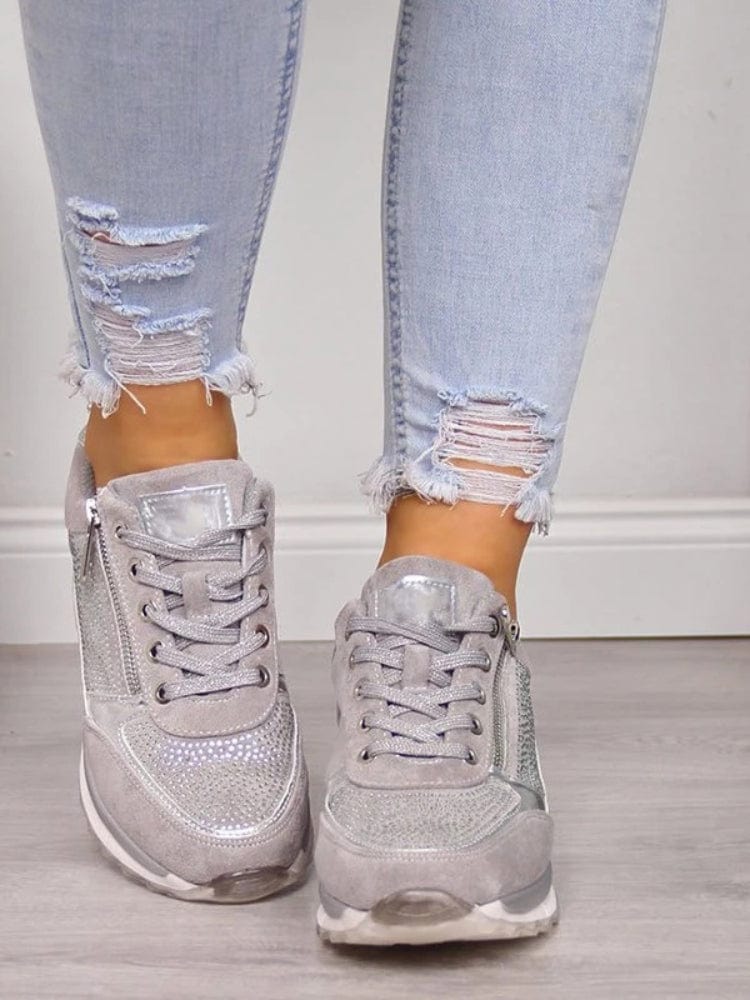 Savannah – Metallic Lace Up Wedge Sneakers