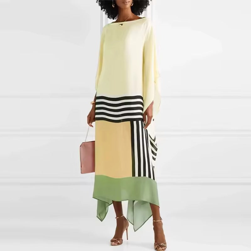 Hazel – Geometric Print Batwing Sleeve Kaftan Maxi Dress