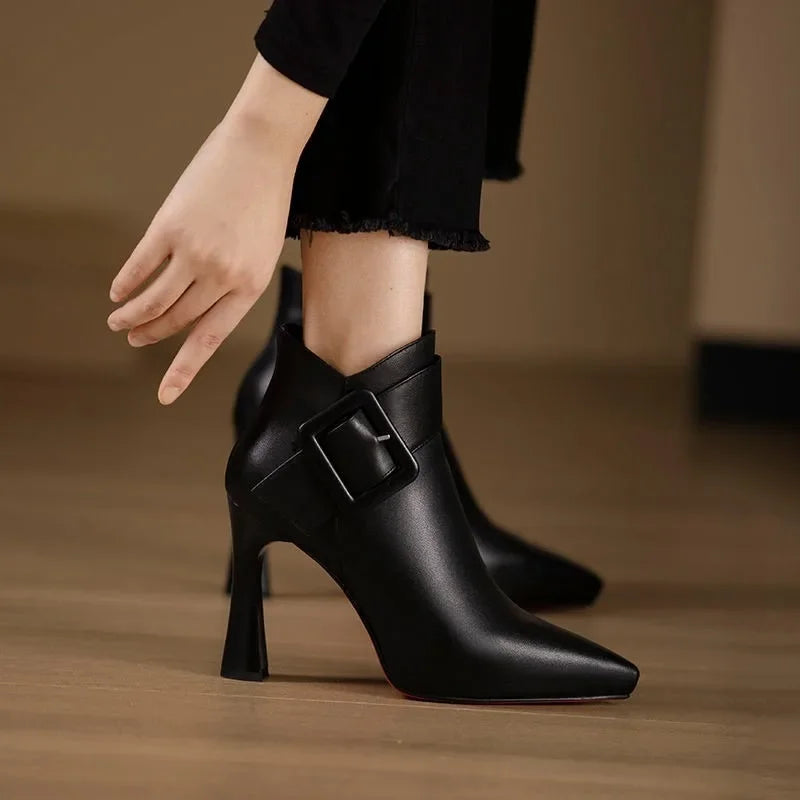 Evangeline – Pointed Toe Stiletto Heel Ankle Boots