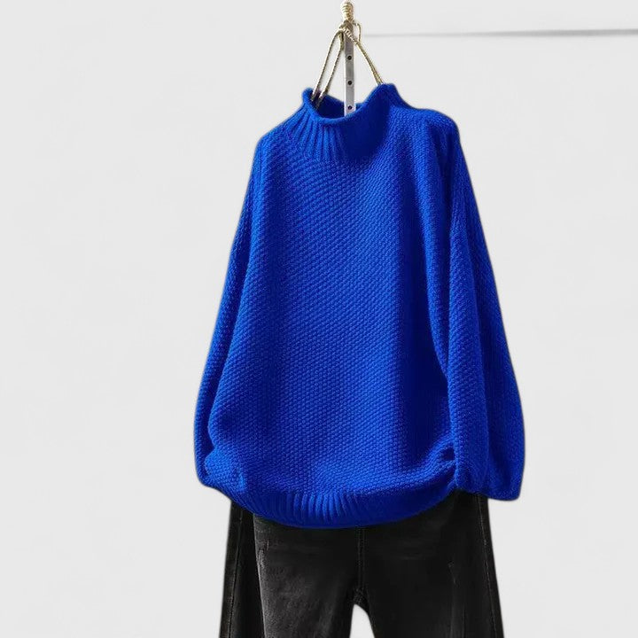 Ellie – Mock Neck Draped Knit Sweater