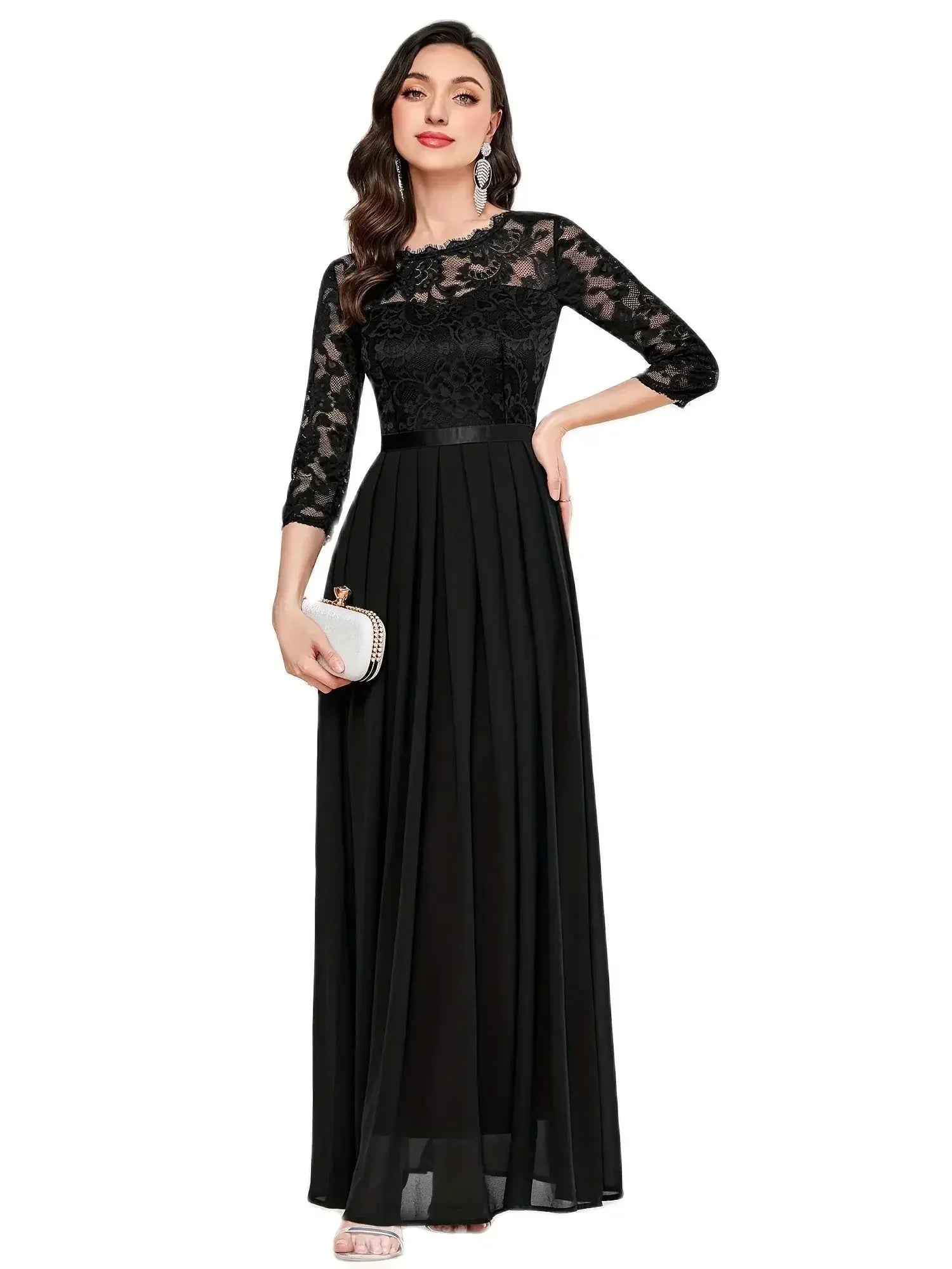 Harmony – Lace Chiffon Formal Maxi Dress